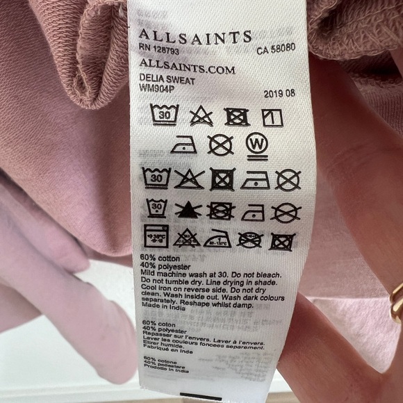 ALL SAINTS shirt / mauve rose pink Delia sweatshirt cardigan / size L - Picture 7 of 7